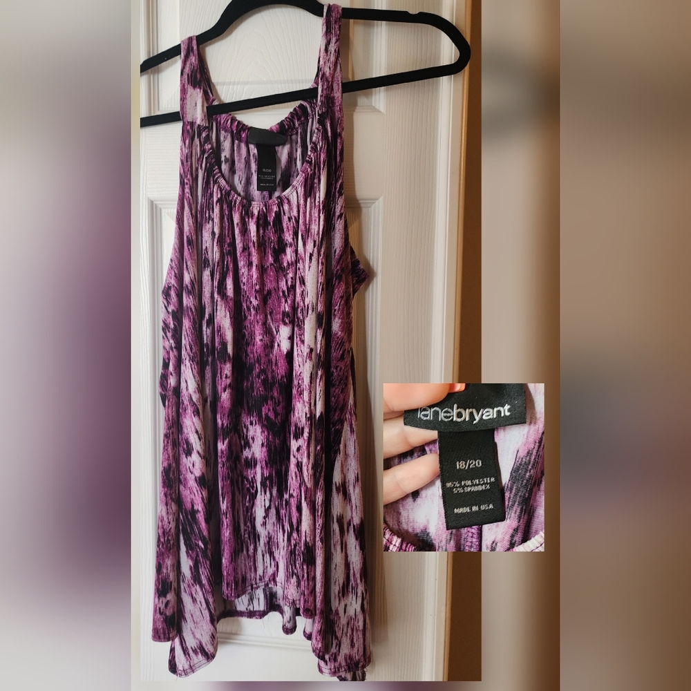 Lane Bryant Purple Shark Bite Sleeveless Blouse